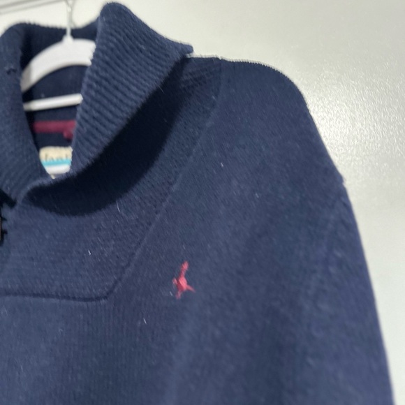 Jack Wills Men’s Wool XL Navy Blue Shawl Collar Pullover Sweater W/ Elbow Patch. - Picture 11 of 11